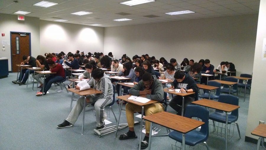 Sixty-one Juniors volunteered four hours of their time after school to take part in the second annual AP US History Mock Exam. They are now better prepared for the real exam this spring.
