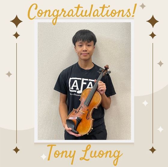 A portrait of Tony Luong with his violin. He is Kerrs winner in the Region 23 auditions. Later on November 18, he will perform in Katy. To praise him like tianaistall: Even though he’s bad at ping pong at least he isn’t at orchestra.