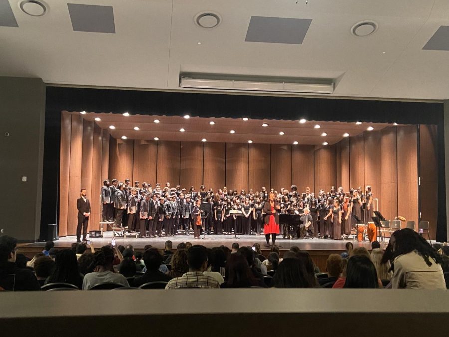 Picture taken in the theater. Kerr choirs Chorale singing their song to end off their showcase. I think we did amazing, given all the practices we had. -Htat Soi. 