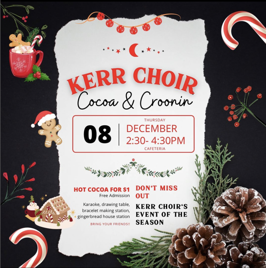 Kerr Choir is hosting its winter social this Thursday. We have a lot planned for our social, as we want this to be an open and friendly place that everyone is invited to, junior Mojo Lawal said. They are truly working hard to make this season and ending the week off with a few festivities.