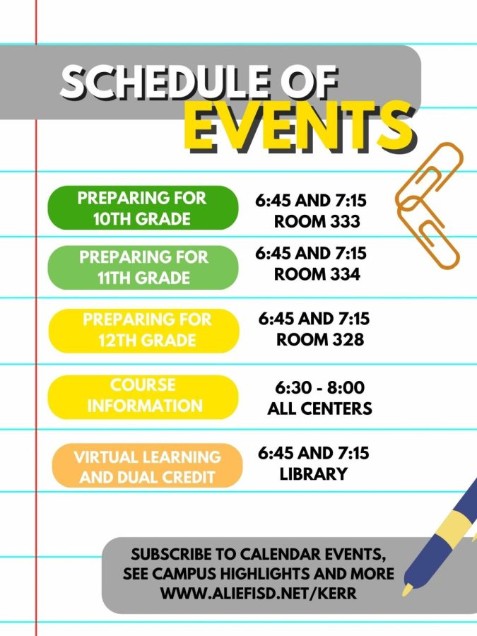 Kerr Event Schedule. Kerr NHS requires its members to participate in 5 hours of school volunteering. The course selection night is a great way for members to earn points. This is great chance to earn school points - Caelan Nguyen.