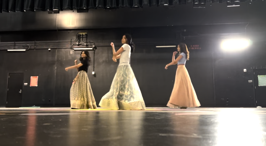 Desi Clubs president, Meerab Arif and her Bollywood dance team at the Multi-Cultural Dance Show Rehearsals. They danced to an Indian song called Ghagra.