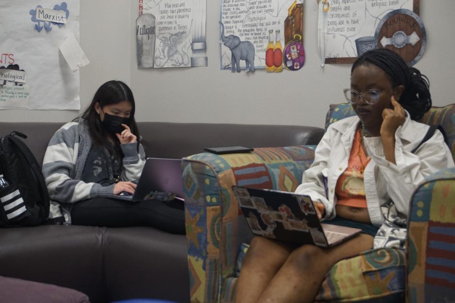 The Last of Us: Junior Katheryne Chov and senior Sharon Eze meet up to discuss the plans for the podcast. The members have not met for a while and still do not know if they will be able to before the school year ends. 