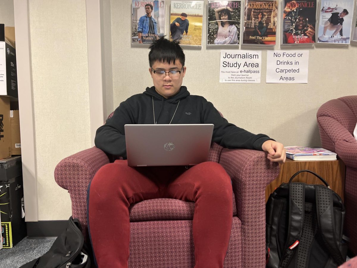 Broadcast%21%0AWilson+Nguyen+is+a+hardworking+sophomore+at+Kerr.+Outside+the+journalism+center+he+is+seen+working+Photojournalism+assignment.++I+enjoy+wearing+black+sweatshirt%2C++Nguyen+said.