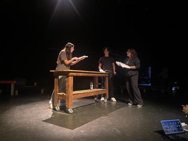 From Chaos Comes Clarity: Actors Camilla Haro, Andrew Gonzalez, and Julianna Irizarry rehearse Act Two of Into the Woods. They go over their scenes multiple times as they make tiny mistakes that they are trying to perfect before moving on. Senior secretary and actress Julianna Irizarry says, “The blocking process has been very chaotic but overall I’m having a lot of fun.”