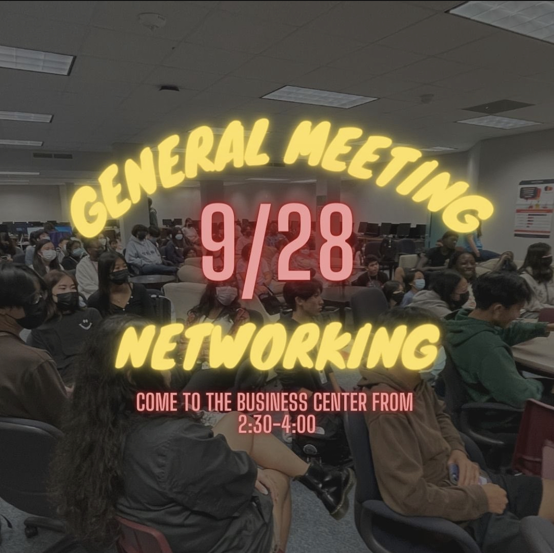 A picture posted on the FBLA Instagram talking about the first general meeting.