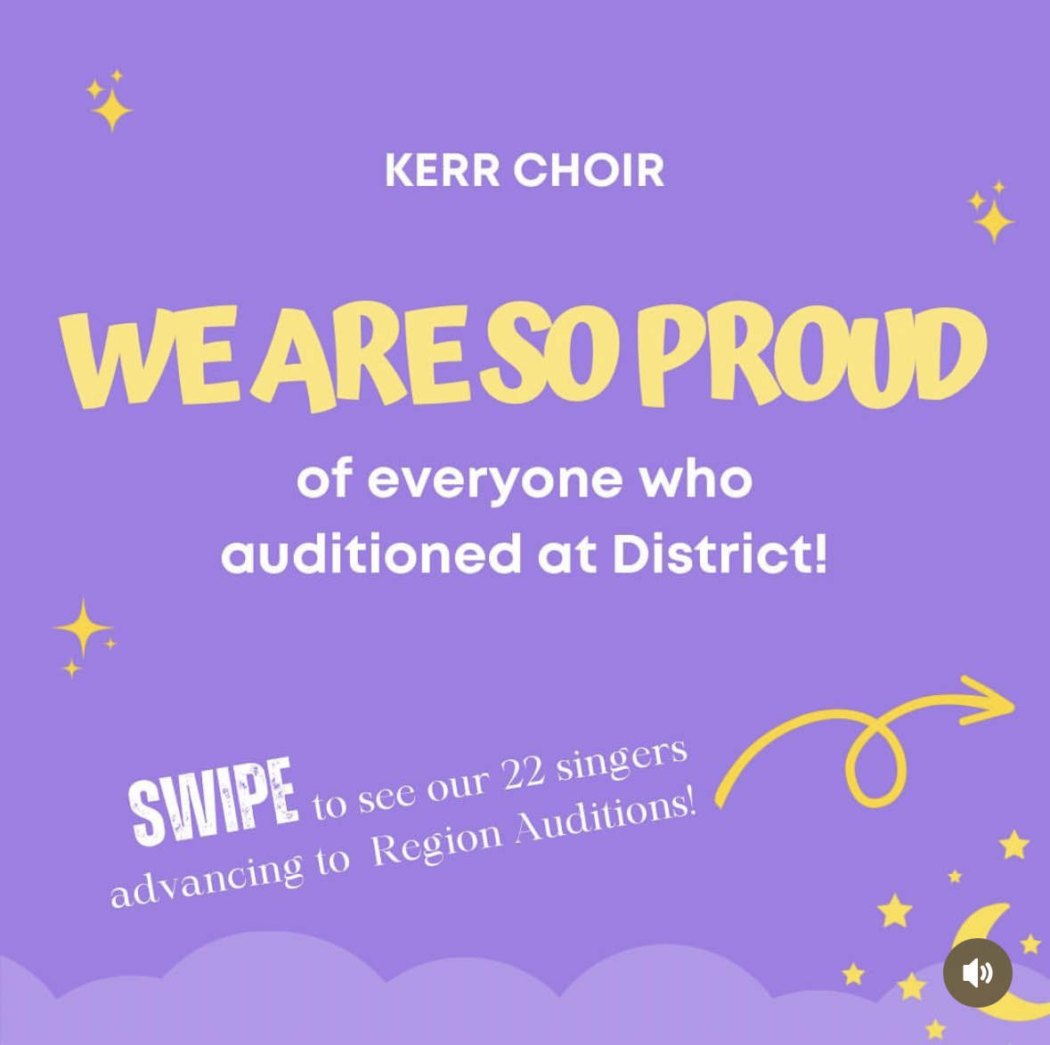 Choir Audition Results. 
22 students have been announced to be advancing to the regional auditions.