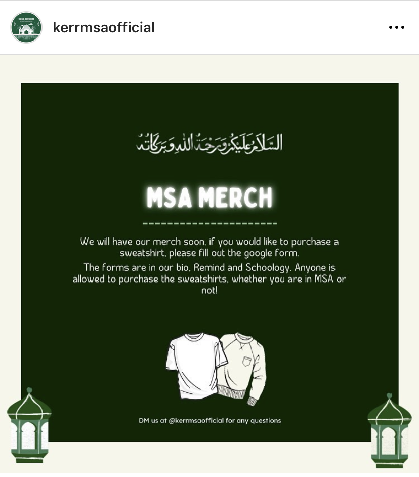 MSA MERCH: A post made by the MSA. and a flyer with information about the associations merch attached. 