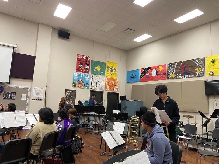 Among the lots of music sheets, band students try to memorize the pieces for the upcoming UIL competition. “Memorizing every note is like unlocking the magic of the music,” Raiyyan Khan said.
