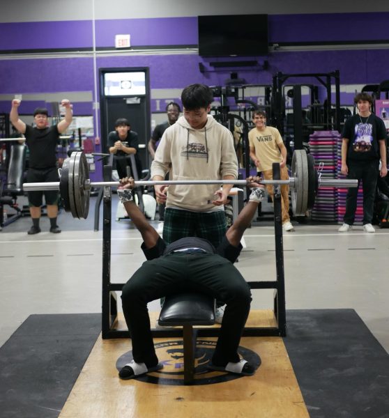 Benedict Nneji attempted a 305 bench press in his 3rd round in the Kerr Power Lifting Competition. 