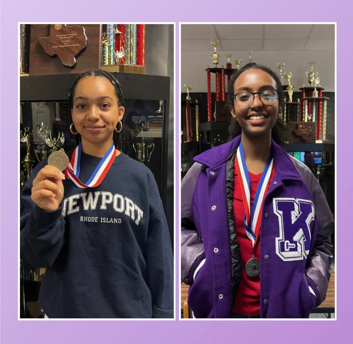 Nyla Whiteside and Leah Ghebrelul pose for a picture with their awards from Districts. After competing at regions, they both hope to advance to the state level next year. It sucks that we didnt make it, but Im glad we tried, Ghebrelul said.