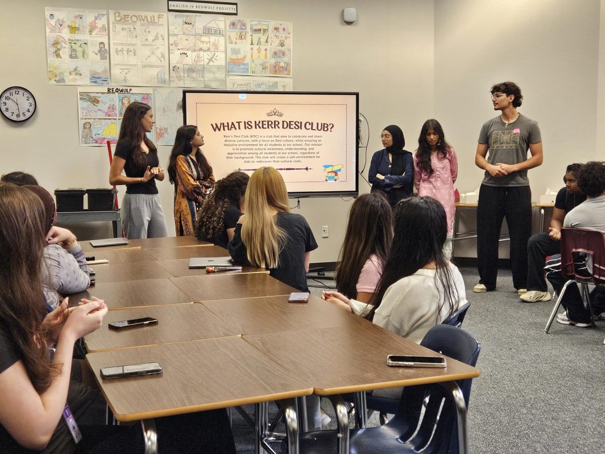 Unexpected Surprise: Desi club officers present their club to potential members. President Meerab Arif goes over the club's purpose and upcoming events. “I was surprised to see so many others, who are not desi, present,” Arif said.
