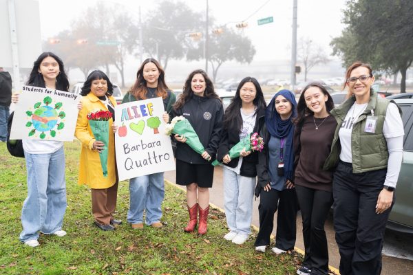 Rooted in Giving: Harris County Commissioner Lesley Briones along with others held a ceremony to recognize the Alief Super Neighborhood Council and Barbara Quattro. Their projects had helped improve the environment. "We are grateful for you," Briones said.