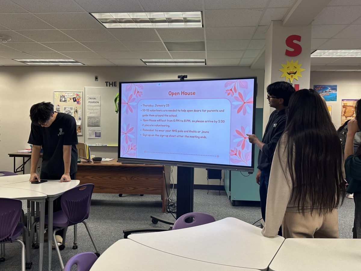 A Wonderful Start: NHS Officers kick off their first meeting of the new semester in the foreign language center. They presented multiple upcoming volunteering opportunities for members. "If you are interested, feel free to sign up," Muhammad Annas said.